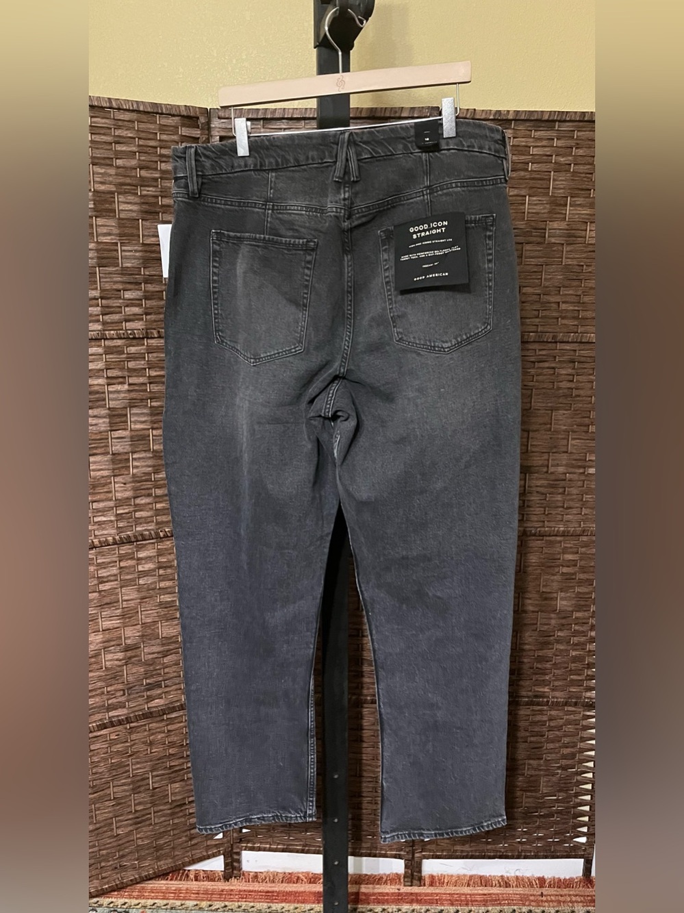 NEW Good American Good Icon Straight Crystal Black Jeans – Size 16 - Picture 5 of 11